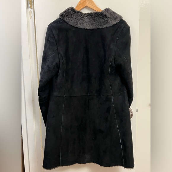 Maestrelli 100% Genuine Ash Black Shearling 3/4 Length Coat made in Italy - Picture 2 of 9